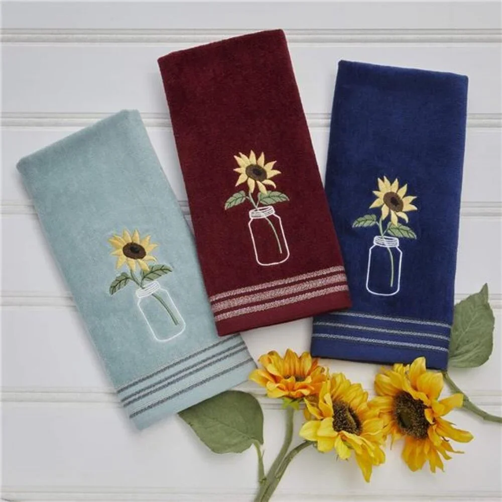 Home by Saturday Knight Ltd. Sunflower In Jar 2 Pc Hand Towel Set, Wine